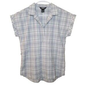 Outdoor Research Women Lightweight Cap Sleeve Plaid Hiking Shirt S Moonstone